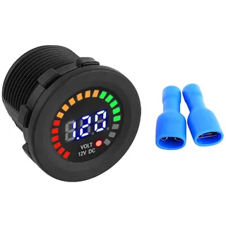 Keenso Motorrad Batterieanzeige, Motorrad 12V Digital LED-Anzeige Voltmeter Wasserdicht Batterieanzeige für 12V Motorrad Auto Boot ATV UTV Wohnwagen