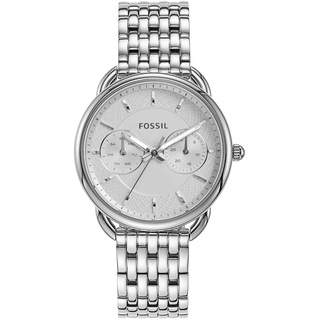 Fossil Uhr für Damen Tailor, QuarzMultifunktionswerk, 35mm Silbernes Edelstahlgehäuse mit Edelstahlarmband, ES3712