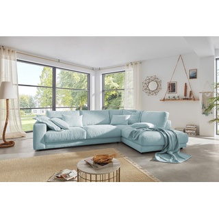 KAWOLA Ecksofa MADELINE, Sofa Cord, Recamiere rechts od. links, versch. Farben blau
