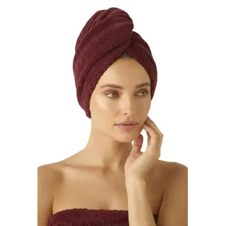 Haarturban Spa Kollektion Active schnelltrocknend saugfähig Mikrofaser mit Knopfverschluss Bordo S