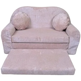 FORTISLINE Kindersofa Kindersofa Rosalia Ausklappbares Sofa aus Cord mit Verlängerung rosa