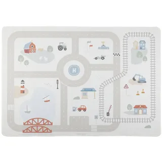 Little Dutch Kinder Spielteppich - 100x140cm - Teppich Matte für Spielzimmer Kinderzimmer - Autos Verkehr Straße - für Kinder ab 2 Jahren