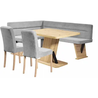 Home Affaire Eckbankgruppe HOME AFFAIRE "Laros Sitzgruppe, Eckbank, Stühle, Tisch", grau (grau, grau, natur), B:182cm H:85cm T:141cm, 100% PES, Sitzmöbel-Sets, Eckbankgruppe, perfekt für Küche, Esszimmer, Wohnzimmer, Bestseller