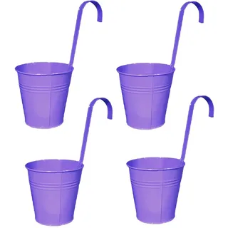 Geschenkestadl Hängetöpfe Ø 14 cm Übertopf Blumentopf 4 Stück (Lila)