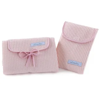 Mi bollito Set mit 2 wasserdichten Wickelunterlagen und Wickeltasche für Feuchttücher und Windeln, vollständig in Spanien hergestellt (Hellrosa)
