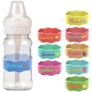 Personalisierte Wasserflasche Anti-Rutsch-Etiketten,Personalisierte Namensbänder für Wasserflaschen,Wiederverwendbare, wasserdichte, rutschfeste Silikonbänder, Daycare Essentials