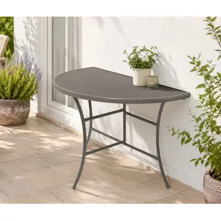 DEGAMO Gartentisch Palermo halbrund 110 x 58 x 72 cm Grau/Schwarz/Silber