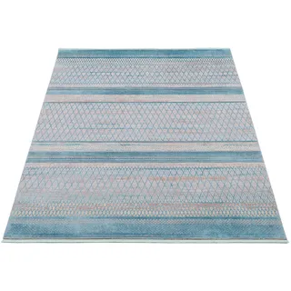 Teppich OCI DIE TEPPICHMARKE "FARBEN MASTER" Teppiche Gr. B/L: 160 cm x 230 cm, 8 mm, 1 St., blau (türkis, grau) Esszimmerteppiche Klassisches Muster, eingefasst, in 3-D-Optik