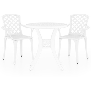 NEU Garten-Essgruppe 3-er Set Garten-Bistro-Set Klappmöbel Stuhl Tisch Aluminiumguss Weiß ,2 parcel♥8457