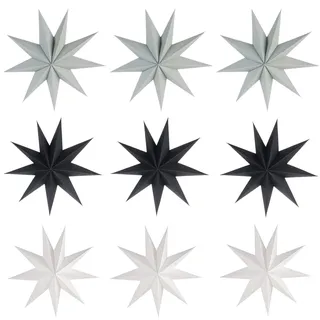 6 Stück Papiersterne Weihnachten, Weihnachts Faltstern,Skandinavisch Papiersterne für Weihnachts Deko, 9 Zacken Papiersterne zum Aufhängen für Weihnachtsdeko, Tischdeko, Hochzeit, Zimmer (30cm)