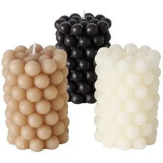 BOLTZE Stumpenkerze Kerze, 10 cm hoch, 1 Stück, Schwarz oder Cremeweiß oder Taupe