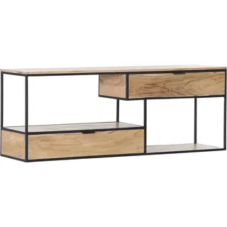 GUTMANN FACTORY Porto Lowboard 160x60x40 cm Schwarz Holz, Metall, Massivholz