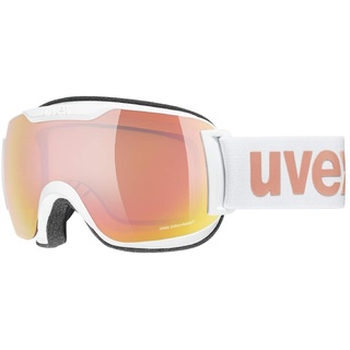 uvex downhill 2000 S CV - Skibrille für Damen und Herren - konstraststeigernd - verzerrungs- & beschlagfrei - white/rose-orange - one size