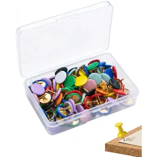 BTACGWP 100 Stück Reißzwecken 10 Bunte Farben, Reißnägel PVC-beschichtet (95x60x17mm), Heftzwecken für Korkwände, Vermeidet Druckstellen auf Poster & Pinnwänden, Ideal für Büro & Schule