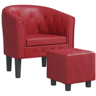 vidaXL Clubsessel mit Fußhocker Kunstleder 31 x 31 x 31 cm Weinrot