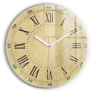 Tulup Wanduhr Glas Wanduhr Mit Motiv Römische Ziffern aus Bronze Wanduhr Aus Glas 30 cm x 30 cm