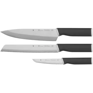 WMF Messer-Set Kineo 3-teilig rostfrei Kochmesser Brotmesser 20cm Allzweckmesser 12cm (3-tlg) schwarz