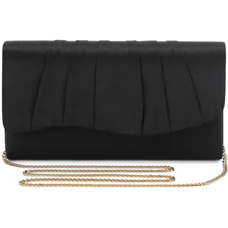 UBaymax Damen Abendtasche Satin, Clutch Taschen Elegante,Modische Geldbörse Handtaschen,Klein Umhängetasche für Neujahrsball,Hochzeit,Party und Hochzeit (Schwarz) - 25 * 15 * 6 cm