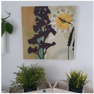 Aspinaworld Wanduhr Aus Holz mit Sonnenblume 40 x 45 cm