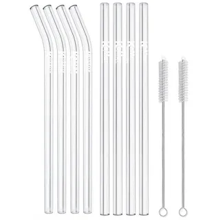 KeMar Kitchenware Trinkhalme Glastrinkhalme, (verschiedene Sets, 8-tlg., nach Auswahl), aus Borosilikat Glas weiß