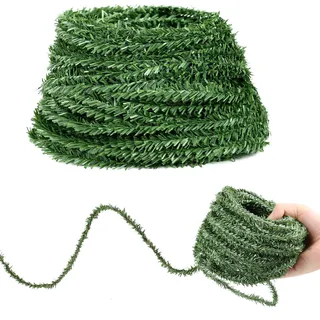 JOFONY 15M Weihnachtsgirlande, Mini Künstliche Tannengirlande, Grüne Piniengirlande für Outdoor Indoor Weihnachtszeit Treppen Kamin Partydeko