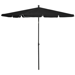 vidaXL Balkonsichtschutz Sonnenschirm mit Mast 210x140 cm Schwarz (1-St) schwarz