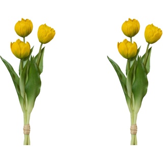 Künstliche Gefüllte Tulpen Im 3Er Bund  2Er-Set  37 Cm (Farbe: Gelb)