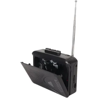 Tragbarer Kassettenspieler mit Integrierten Lautsprechern, 3,5-mm-Buchse, FM/AM-Radio, Stromversorgung über USB, Kassettenspieler, für den Heim- und Außenbereich (Black)