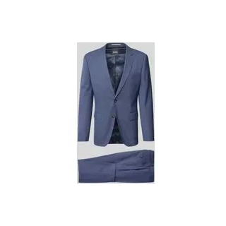 Slim Fit Anzug aus Schurwoll-Mix Modell 'H-HUGE-2Pcs-253', Blau, 56