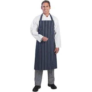 Whites Chefs Clothing Metzgerschürze, Marineblau mit weißen Streifen, Unisex, strapazierfähige Polycotton-Schürze, Größe: 965(L)x711(B)mm, maschinenwaschbar, A530