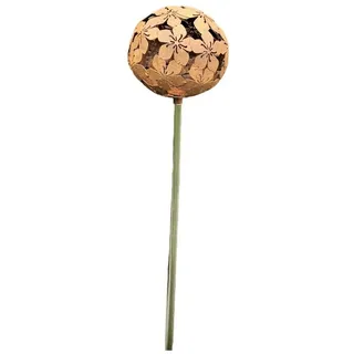 Jürgen Bocker - Gartenambiente Gartenstecker Rosenkugel Flower Cortenstahl mit Stab 80 cm Ø 15 cm