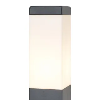 QAZQA Außenleuchte Edelstahl, Glas 80 cm IP44 mit Steckdose und Bewegungssensor Dunkelgrau
