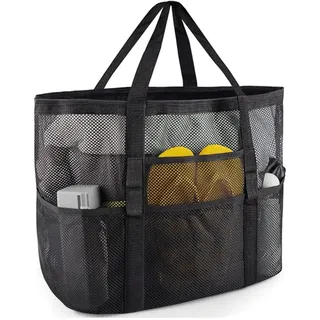 HEFEI XUJIE DIANPU Große Strandtasche Netztasche für Sandspielzeug TragbareMesh Strandspielzeug Tasche Sandspielzeug Netztasche mit Großer Kapazität Geeignet für Pool, Strand, Reisen