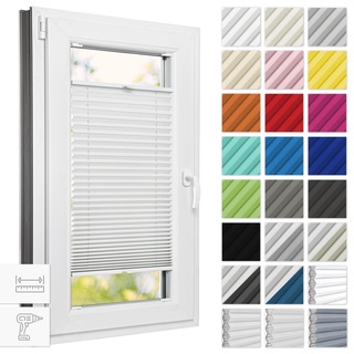 Estika® Thermo plissee mit Bohren verdunkelung 50 cm x 120 cm - Blackout: Weiß-Weiß - Rollos für Fenster, Jalousien Fenster für innen, Raffrollo, Fenster plissee