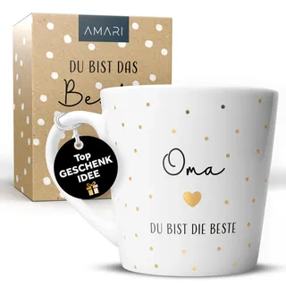 Amari® Beste Oma Tasse - Geschenk für die Großmutter - Dankeschön Tasse - Kaffeebecher - Teetasse Kaffeetasse