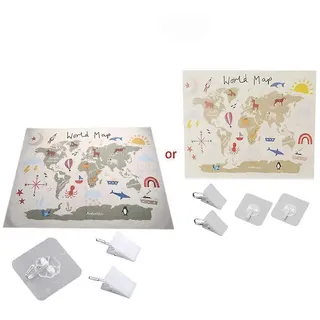 Nordische Weltkarte Als Leinwandbild/poster – Wanddekoration Für Kinderzimmer