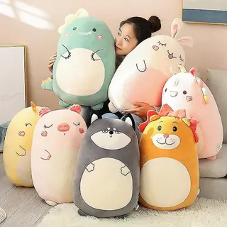 Kawaii Plüschtierkissen – Dinosaurier/löwe – Weiches Und Großes Polsterkissen – Valentinstagsgeschenk Für Mädchen – Rosa Kaninchen