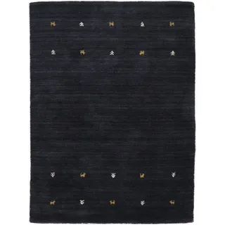 carpetfine Wollteppich Gabbeh Uni, auch als Läufer und Rund erhältlich, rechteckig, Höhe: 15 mm, reine Wolle, handgewebt, Gabbeh Loom Tiermotiv, große Farbauswahl schwarz 240 cm x 340 cm x 15 mm