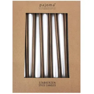pajoma® Stabkerzen Silber-Metallic 10 Stück - Höhe 25 cm ø 2,2 cm | Brenndauer 7 Stunden, Premium Qualität - einfarbige Spitzenkerzen