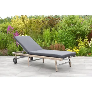 MX Gartenliege Navarra  Natur Rattanliege Poolliege Relaxliege Sonnenliege Liege