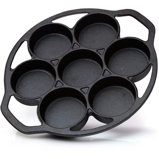 BBQ-Nerd© 6er Muffinbackform aus Gusseisen ǀ Cupcake Pan für Grill, Ofen & Dutch Oven ǀ Antihaft Muffinförmchen - Gusseiserne Muffinform mit Henkel