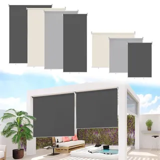 Mantigositeen Senkrechtmarkise 100 x 240 cm, Balkonrollo für Außenbereich, Sichtschutz und Sonnenschutz, wasserabweisend, UV- und Windschutz, für Balkon, Terrasse, Garten, Anthrazit,1 Stück