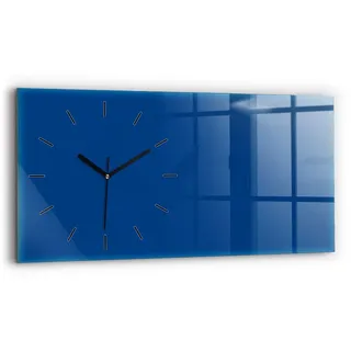 Tulup Wanduhr Glasuhr Rechteckige Wanduhr 60x30 cm Uhr aus Gehärtetem Glas blau