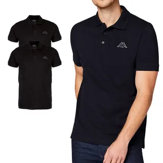 Kappa Herren Polo Shirt VENIST im 2er Pack in M - 5XL | Polo-Hemd mit Logodruck | Basic Poloshirts für Männer | Kurzarm Polo für Sport, Freizeit und Büro - L
