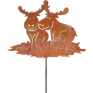 Rostikal Elch Weihnachtsdeko Gartenstecker 24 x 31 cm - Rentier Hirsch Figuren in Edelrost für Gartendeko Rost Deko Weihnachten aus Metall