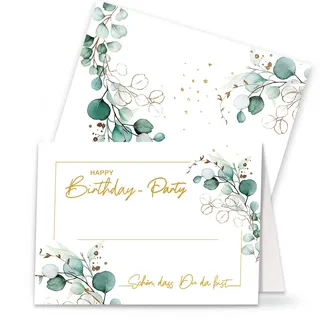 20 Tischkarten Geburtstag Happy Birthday um Eukalyptus - Eucalyptus Happy Birthday. Festliche Platzkarten Konfirmation Kommunion Taufe als Tischdeko.