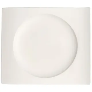 Villeroy und Boch NewWave Rechteckiger Frühstücksteller, 24 x 22 cm, Premium Porzellan, Weiß
