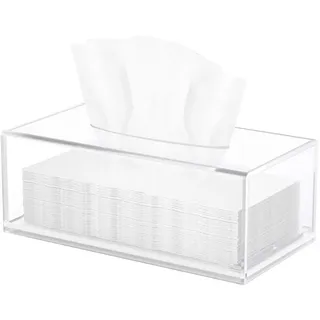 HIIMIEI Quadratisch Kosmetiktücherbox, Acryl Tücherbox | Tissue Box mit Magnetabdeckung für Esszimmer Badezimmer Schlafzimmer Auto Büro (Klarer, 25 × 13 × 9 cm)