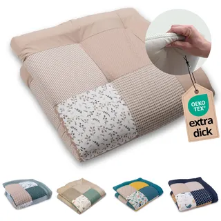 ULLENBOOM Krabbeldecke für Baby 100x100 cm – OEKO-TEX Materialien, Made in EU – Spieldecke Baby Gepolstert, Laufgittereinlage, Krabbelmatte & Spielteppich