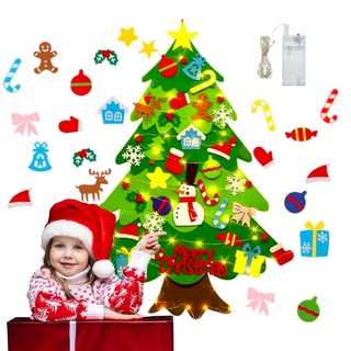 Yuning Filz Weihnachtsbaum,96cm DIY Weihnachtsbaum Set Mit 32 Abnehmbaren Ornamente Weihnachten Wand Dekor,Weihnachtsbaum Dekoration Hängend Dekor für Kinder Weihnachten Geschenk